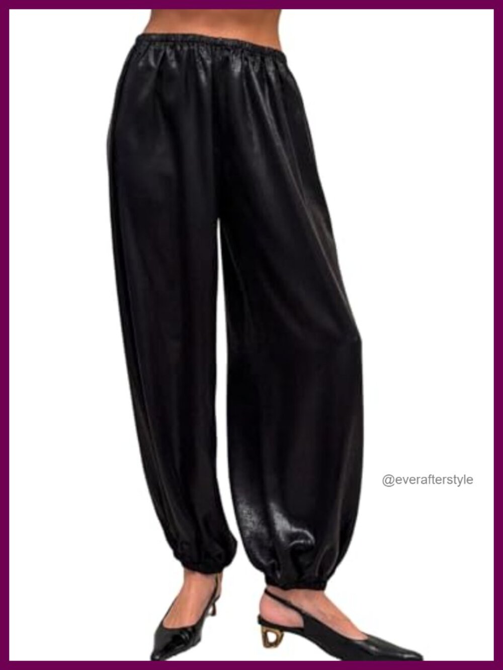 Satin Wide Leg Barrel Dress Pants High Waisted Elastic Flowy Trousers